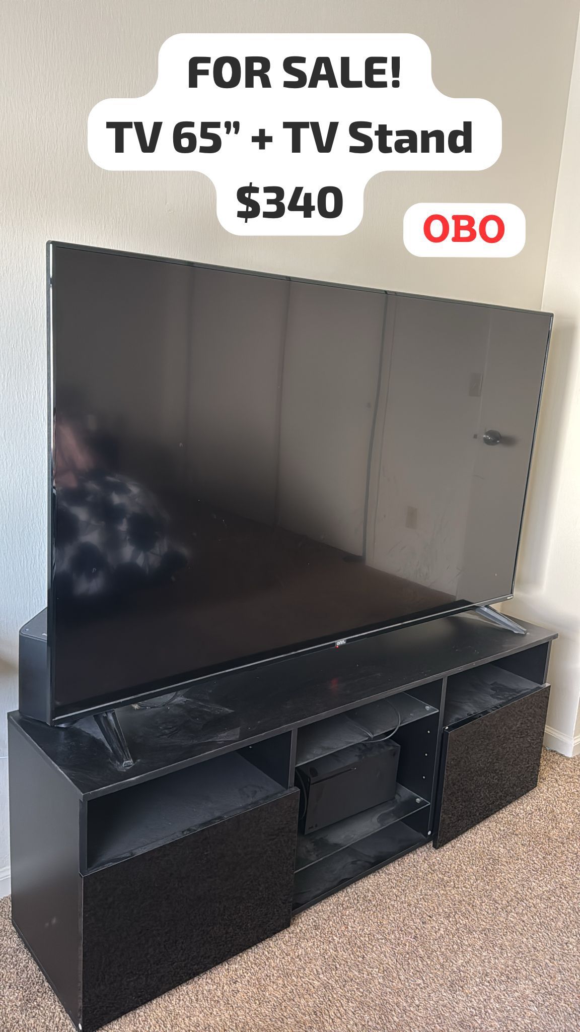 TV Stand For Bedroom With TV 68”inch Roku