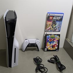 PlayStation 5 Slim console 1TB with 2 games and 1 controller  Everything works great 👍