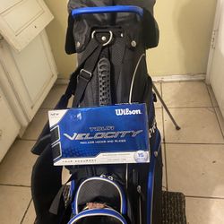 Golf Bag With Golf, Clubs And Golf Balls