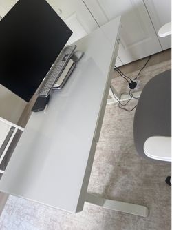 Glass white electric desk 48 X 24 with drawer