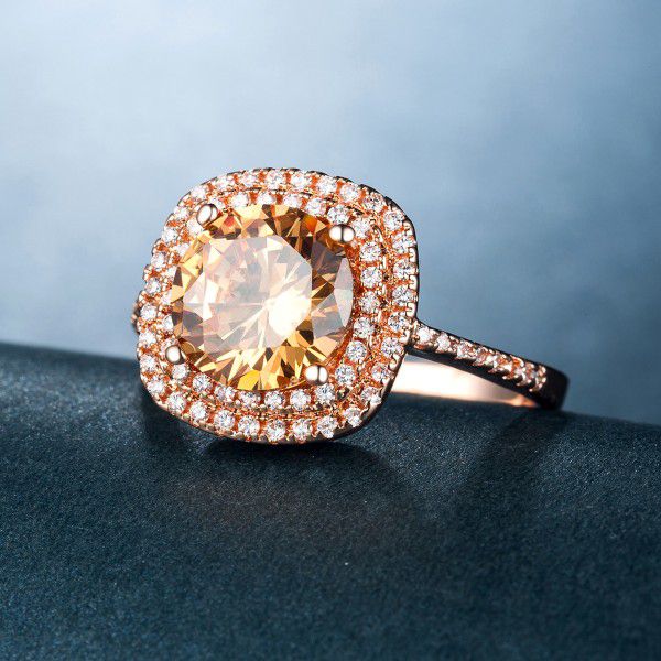 "Luxury Wedding Rose Gold Plated Imitate Moissanite Ring for Women, VIP081
  
