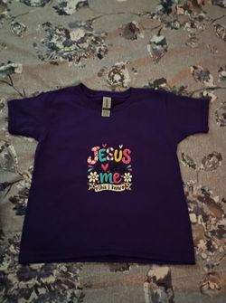 Kids Purple Jesus Loves Me Graphic Tee