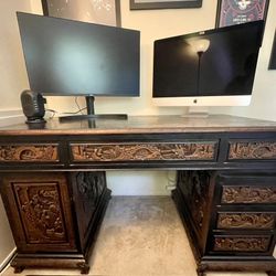 Antique Asian Hand Carved Desk
