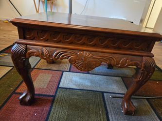 Carved Wood Coffee Table with Ball and Claw Feet