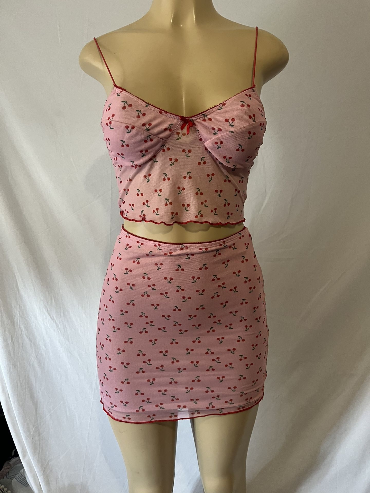 Two Piece Cherry Skirt & Cami