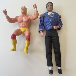 1980s Hulk Hogan and Michael Jackson Figurine Dolls