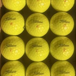 12 Titleist Pro V1X Yellow Golf Balls 5/4a Lot D090