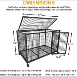 37 inch Heavy Duty Wire Dog Crate Cage Kennel for Large Dogs