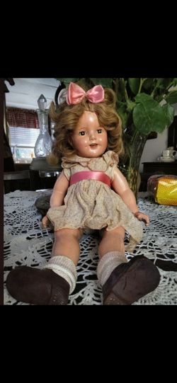 Real 1930s Sheryl temple Vintage Composition Girl Doll with Curly Hair  $140 obo