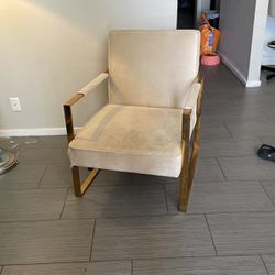 Vintage Modern Chair Beige, And Gold