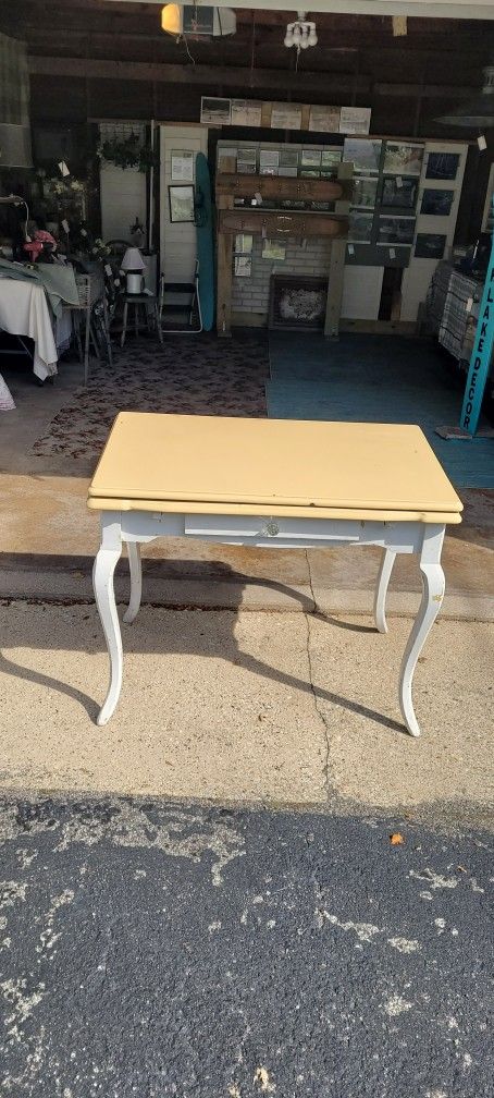 Vintage Enamel Porcelain Top Kitchen Table