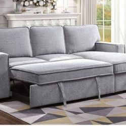 Brand New Light Grey Sectional Sofa Storage Sleeper 