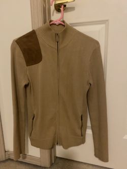 Lauren Ralph Lauren Shooting Sweater Women Small Beige Full Zip Casual Ladies