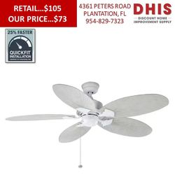 Lillycrest 52 in. Indoor/Outdoor Matte White Ceiling Fan with Downrod and Reversible Motor NEW