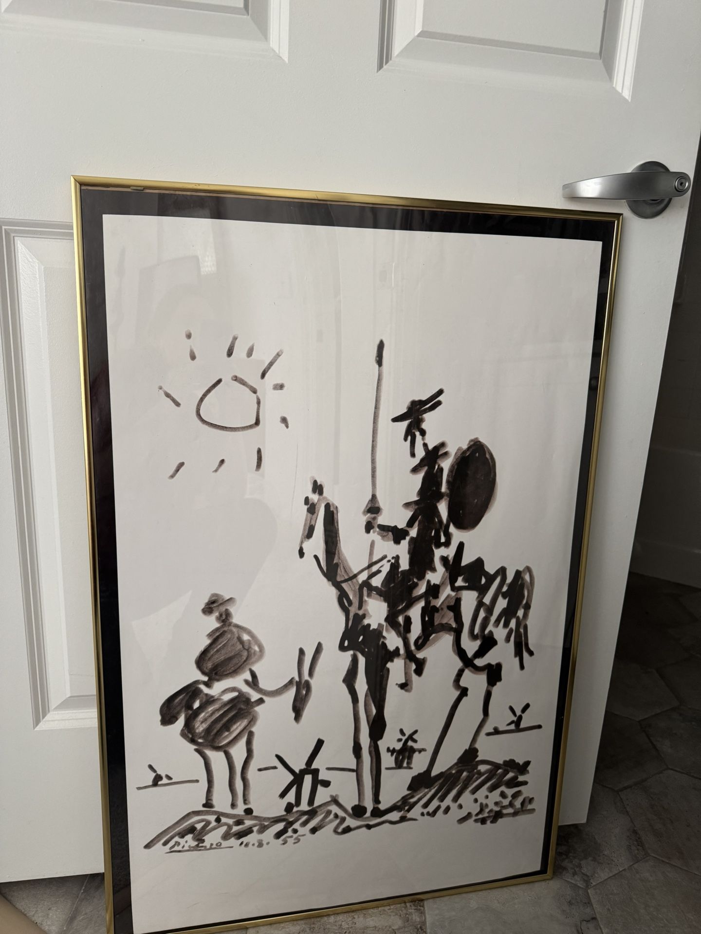 Vintage Picasso Art Print Lithograph Don Quixote 1955 Collectible Art Framed