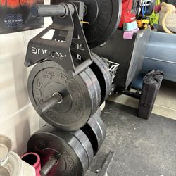 Rouge Bumper Plates W/ Olympic Bar And Curl Bar