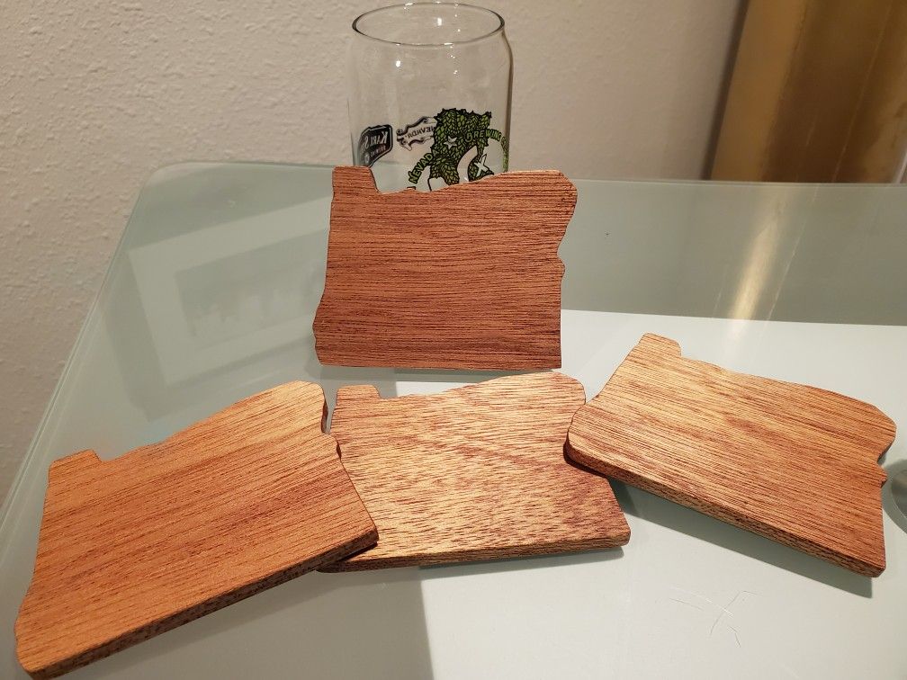 Set of 4 Mahogany Oregon coasters