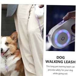 Retractable Dog Leash Automatic Light Up Pet Walking Leash One Hand Operation Durable for Dog Training and Outdoor Activities
