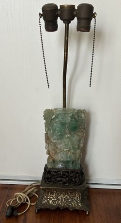 Old Chinese Fluorite Jade Vase Lamp