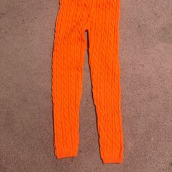 New medium stretchy orange knit leggings pants skinny