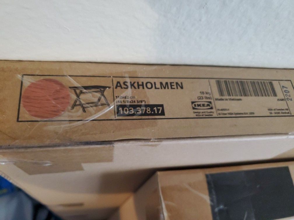 Ikea Askholmen Foldable Dining Table 44" X 24", Unopened