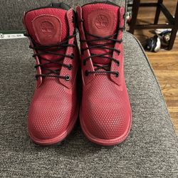 Red Timberland size 6