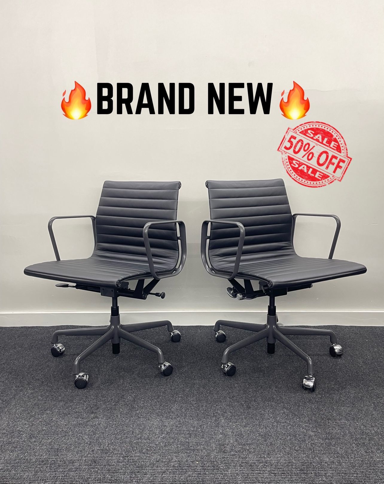 🔥100% AUTHENTIC🔥BRAND NEW HERMAN MILLER EAMES ALUMINUM GROUP MANAGEMENT CHAIR! PNEUMATIC LIFT! MANY AVAILABLE! 🔥BLACK LEATHER🔥