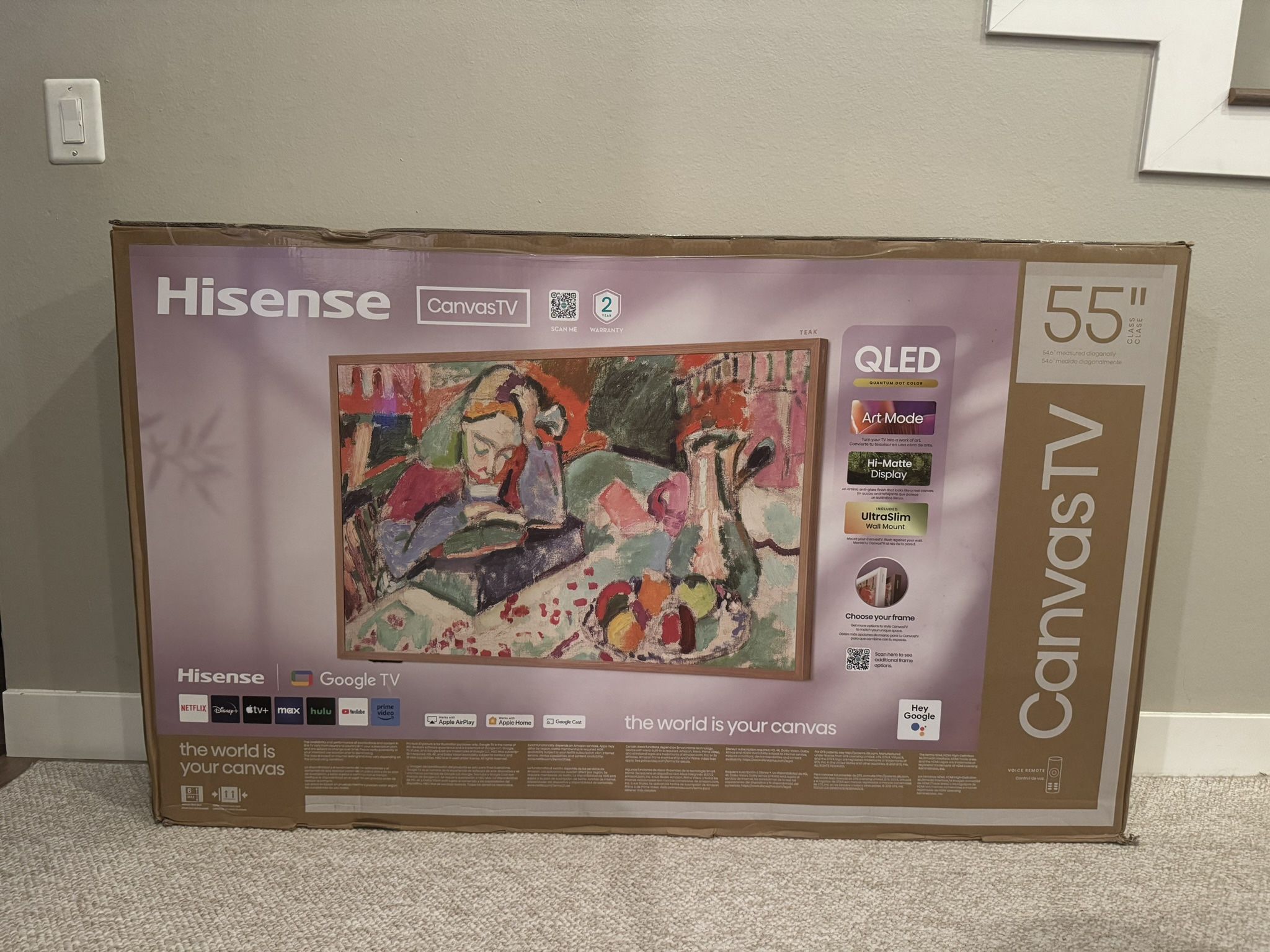 Hisense 55-Inch Class QLED 4K S7N CanvasTV Series Google Smart TV 55S7N