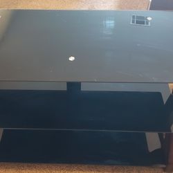 TV Stand With 3 Shelves. Glass Black. 