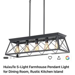 5-Light Farmhouse Pendant Light – Rustic Black Kitchen Island Fixture