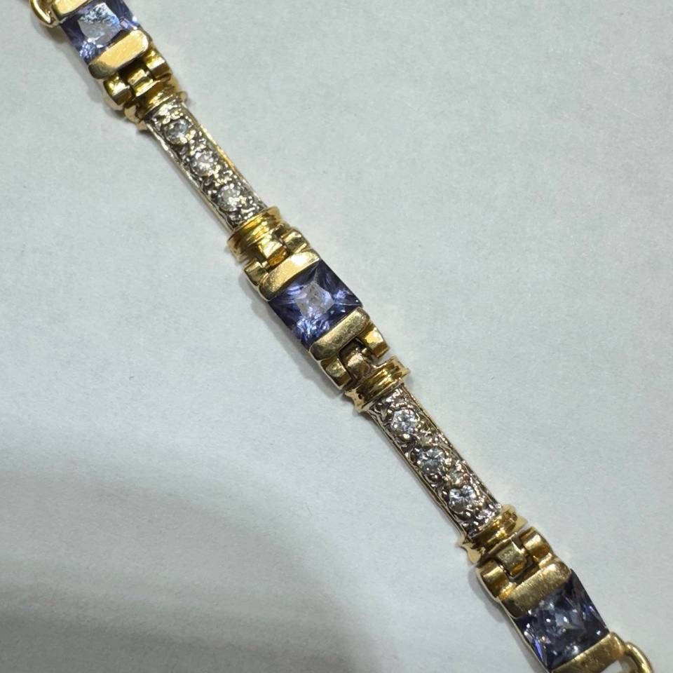 18k yellow gold Women Bracelet with Amethyst Cubic Zirconia