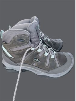 Keen Womens CIRCADIA Waterproof Hiking Boots Size 9 Mid Gray/Blue Leather  
