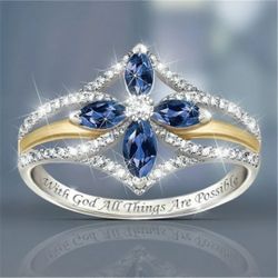 925 Gorgeous Silver Ring Blue White Sapphire Wedding Rings Size 6-10: $10.00 Each