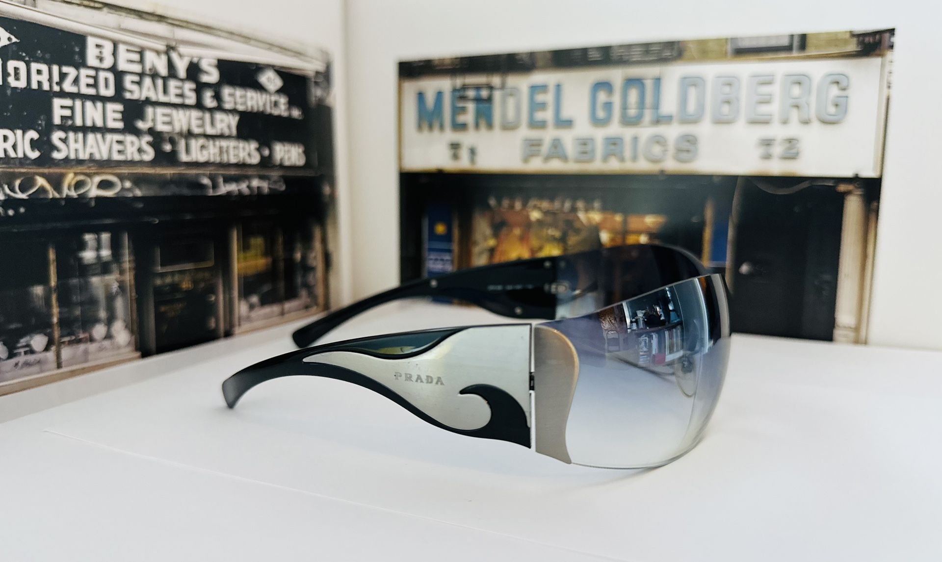 Vintage sunglasses Prada SPR 58F Flame Gun metal Silver/Black From