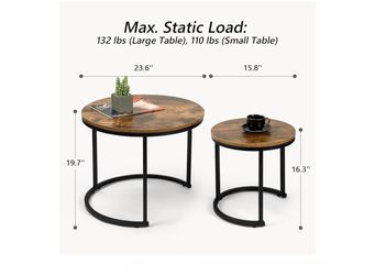 SMOOL Modern Nesting Coffee Table Set of 2 for Living Room.