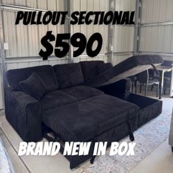 Pullout Sectional/sofa With Storage/ Read Description 