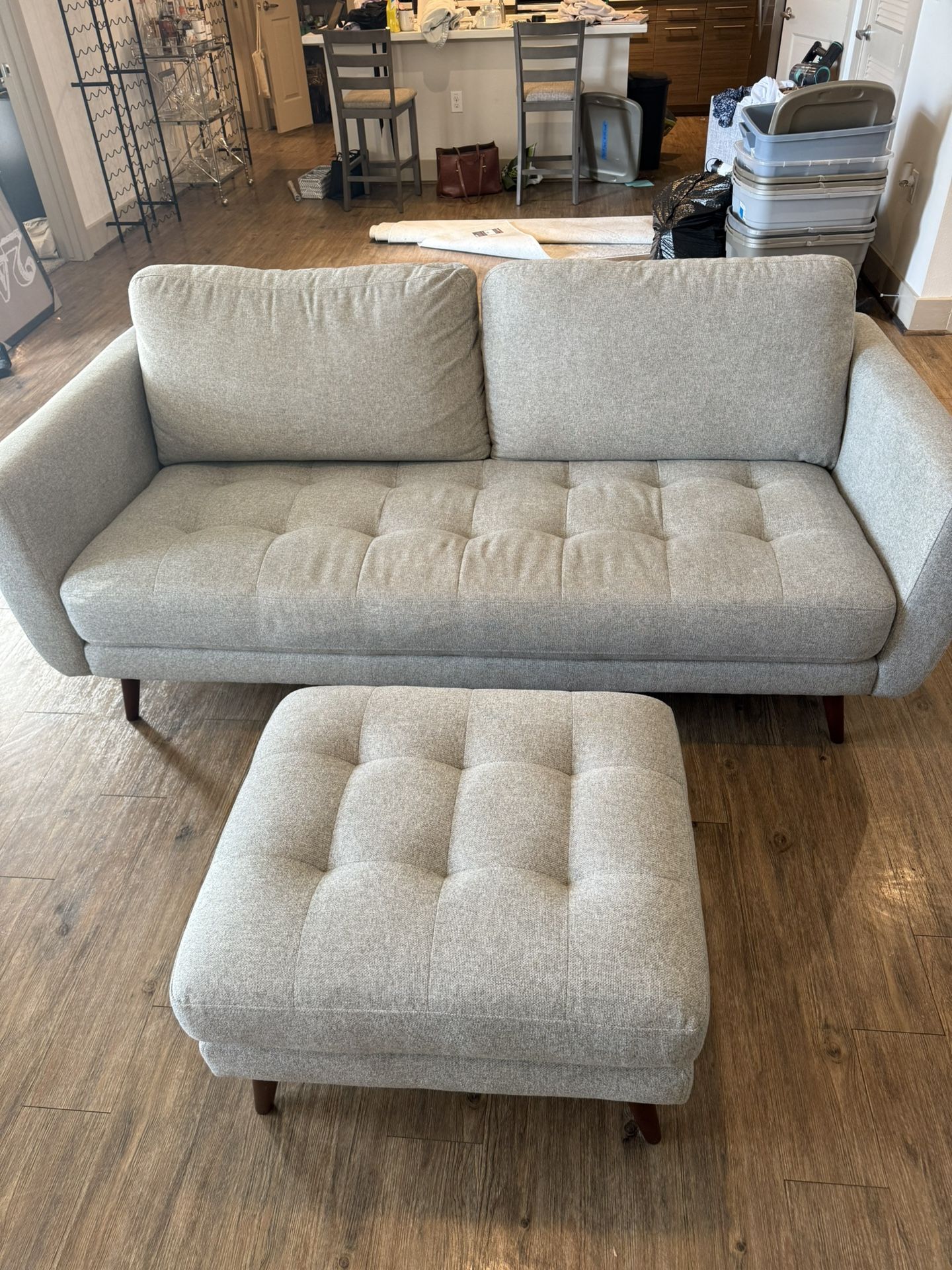 Gray sofa & Ottoman 