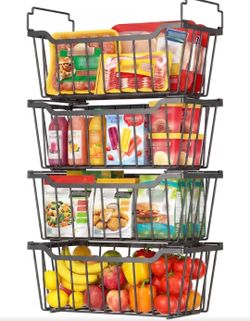Freezer Organizer Bins with Foldable Handle