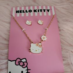 Hello Kitty Earrings & Necklace Set