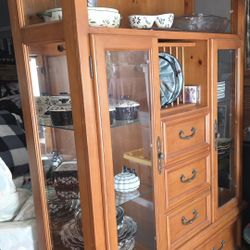 Solid Pine China Cabinet 