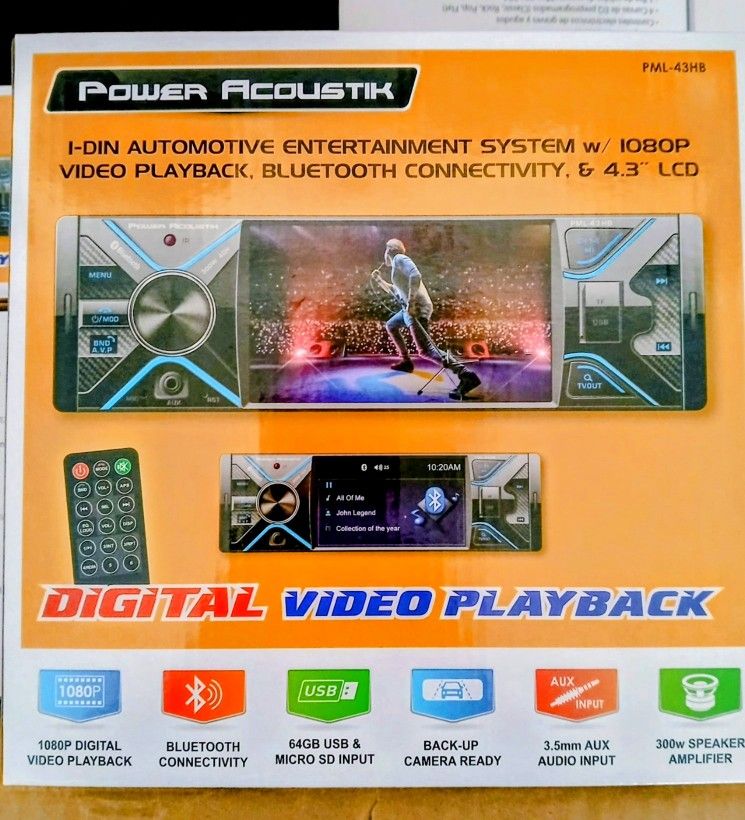 Power Acoustik Bluetooth Car Stereo With Remote Control Brand New In The Box