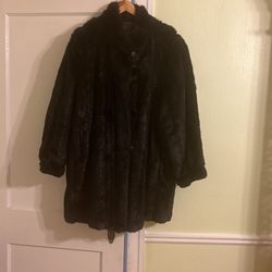 Beautiful Black Mink Like Fur Coat