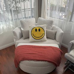 Accent Chair With Storage Ottoman 