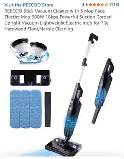 REECOO new electric stick vacuum cleaner, W 3 mop pads