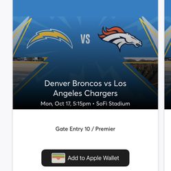 Broncos Chargers From LA at Sofi. October 17th