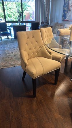 Tufted Upholstered Accent Chair with Nailhead Trim