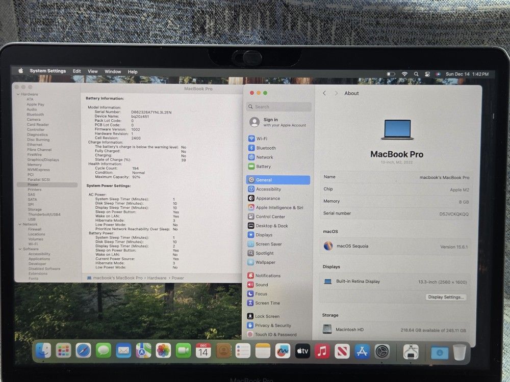 MacBook Pro M2 13inch 8GB ~ %92 Battery Health