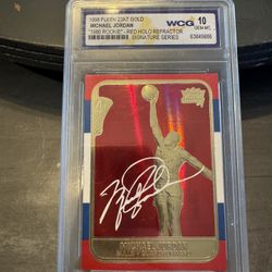 1998 Fleer Michael Jordan RC 23KT GOLD 1986 RED HOLO REFRACTOR 
