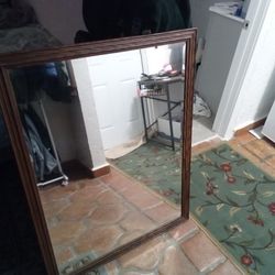 Vintage Wall Hanging Mirror with Wood Frame