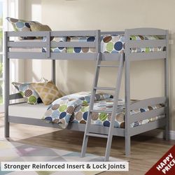 Twin bunk bed frame and mattresses